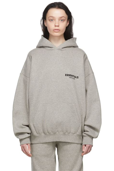 essentials fleece grey hoodie